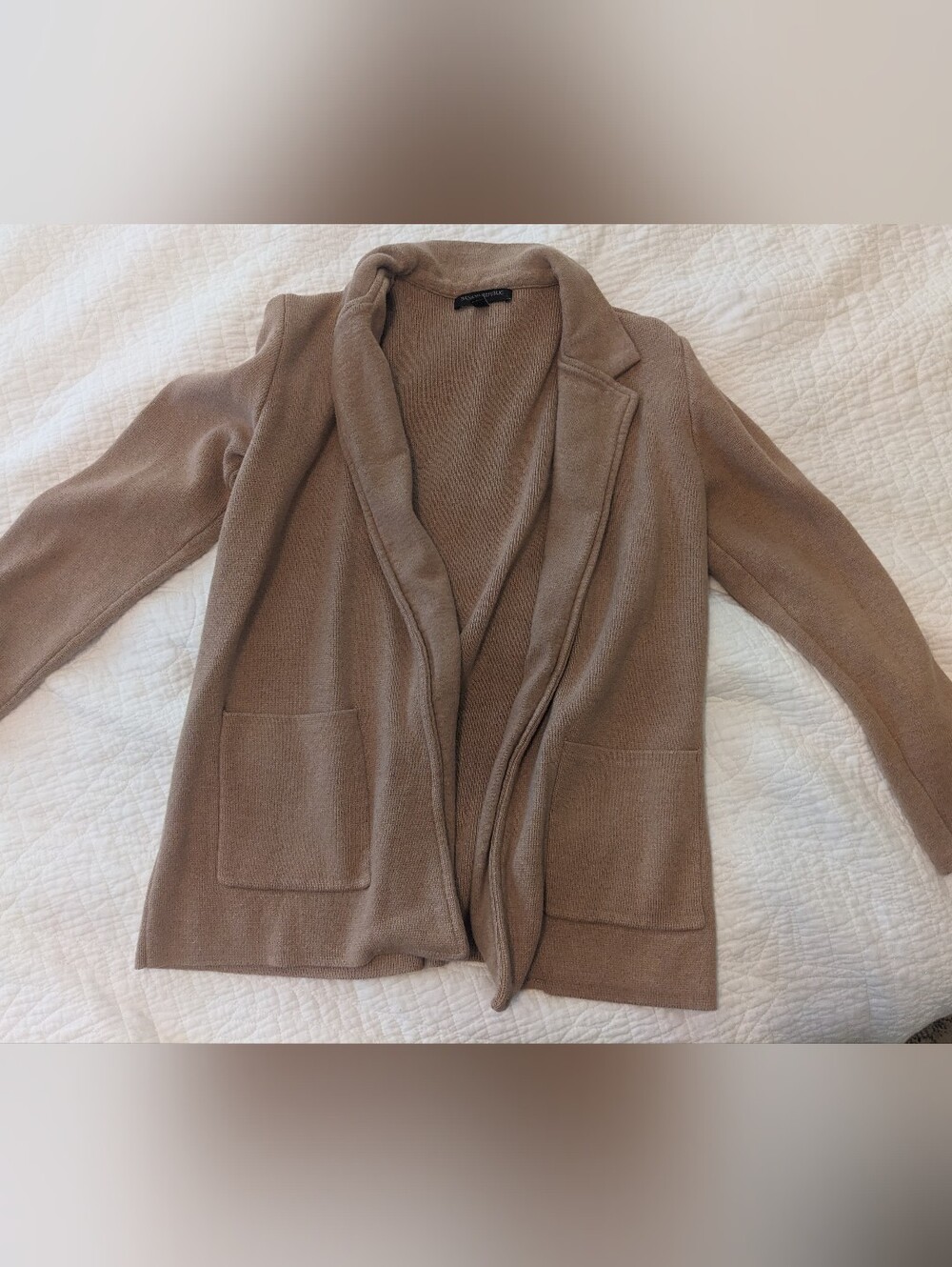 Banana Republic Women's Open-Front Taupe Sweater Blazer